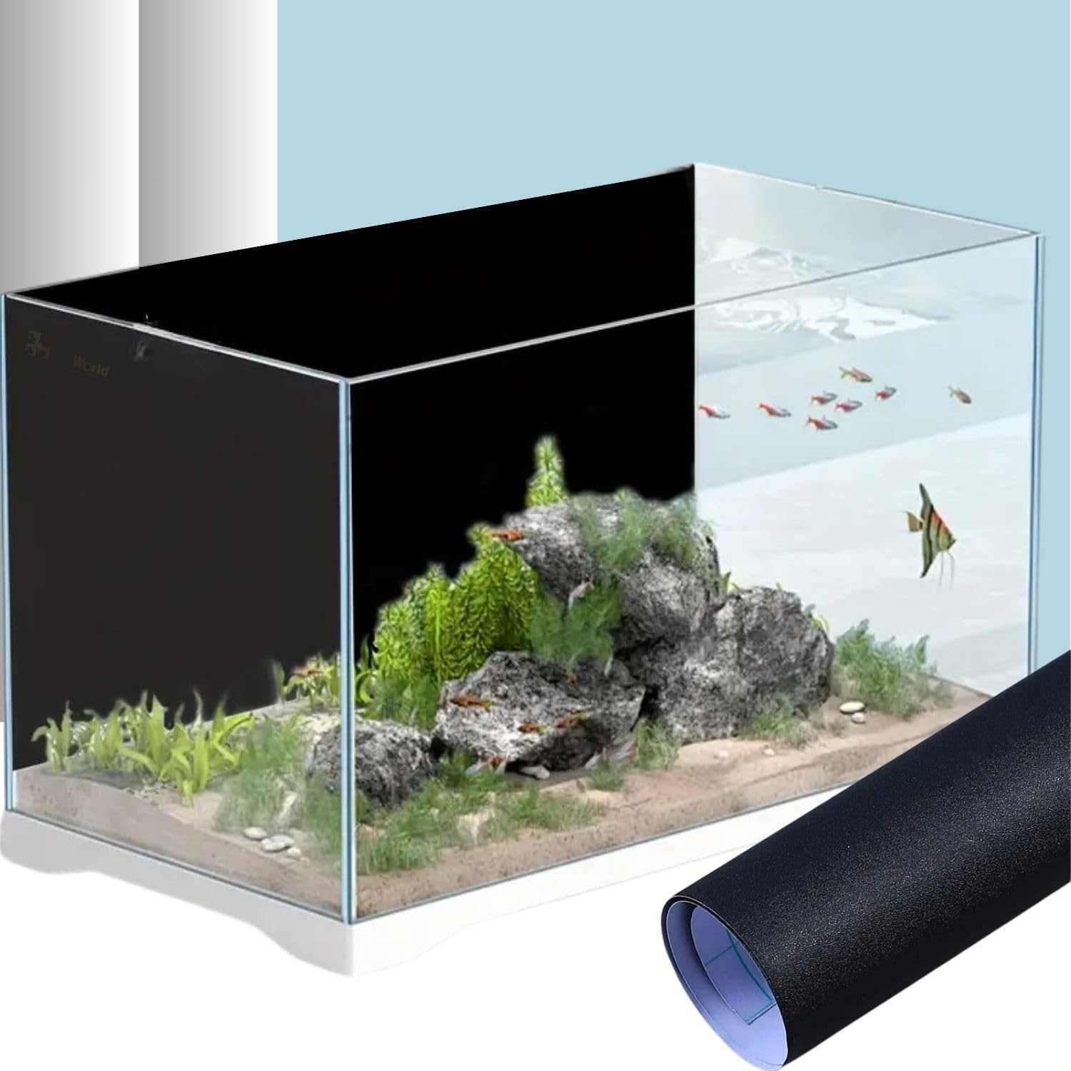 VAYINATO Petzlifeworld Aquarium Fish Tank Black Background Sticker Poster | Adhesive Design | Easy to Attach The Decoration Paper to Aquarium Fish Tank (30 x 60 Cm)