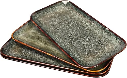 Juego de platos de cerámica para servir, 4 piezas para comidas principales, tacos, almuerzos, aperitivos, platos, aptos para microondas y