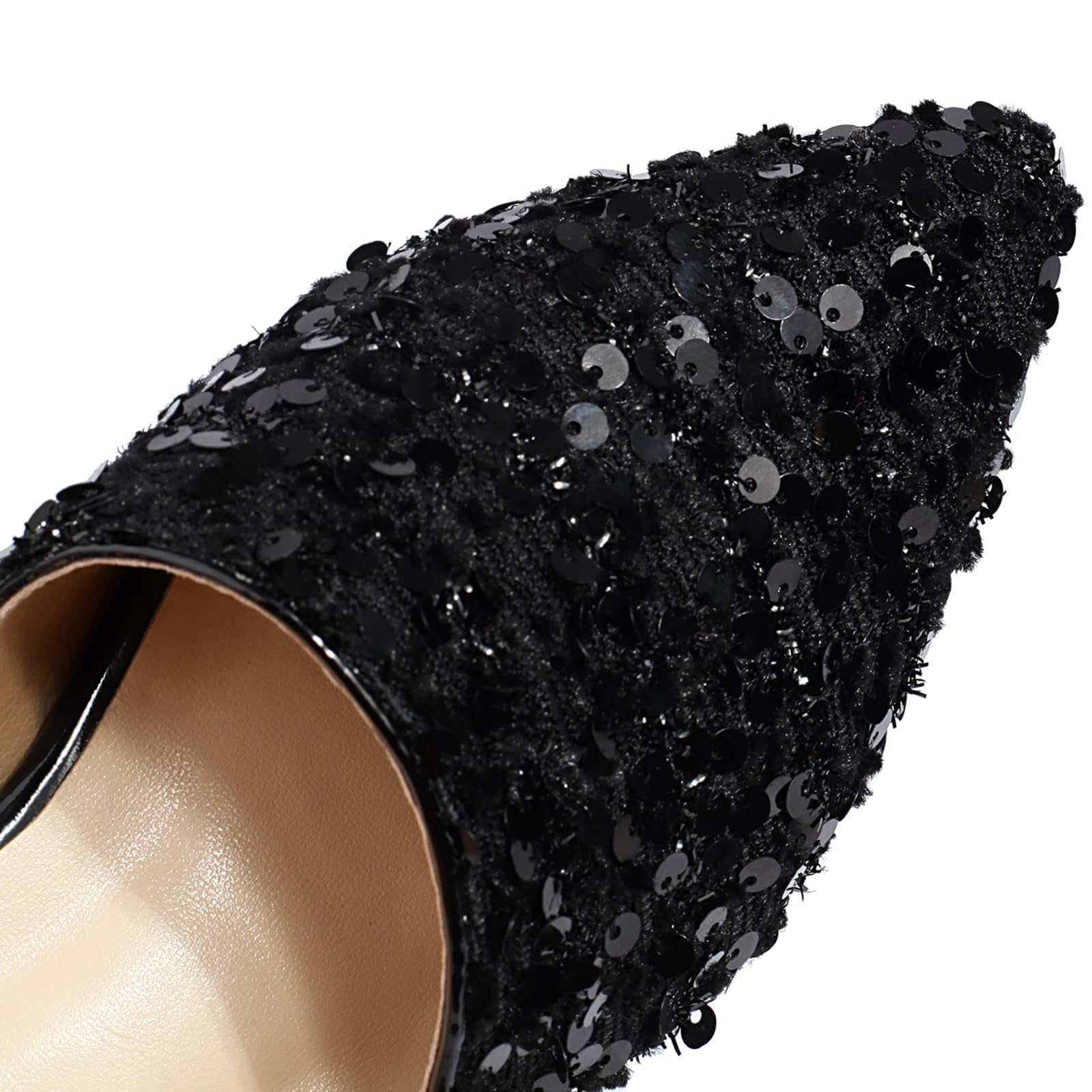 Sabot Piatti con Cinturino con Paillettes da Donna, comode Scarpe Mary Jane a Punta, Sandali Eleganti da Ufficio per Feste di Matrimonio