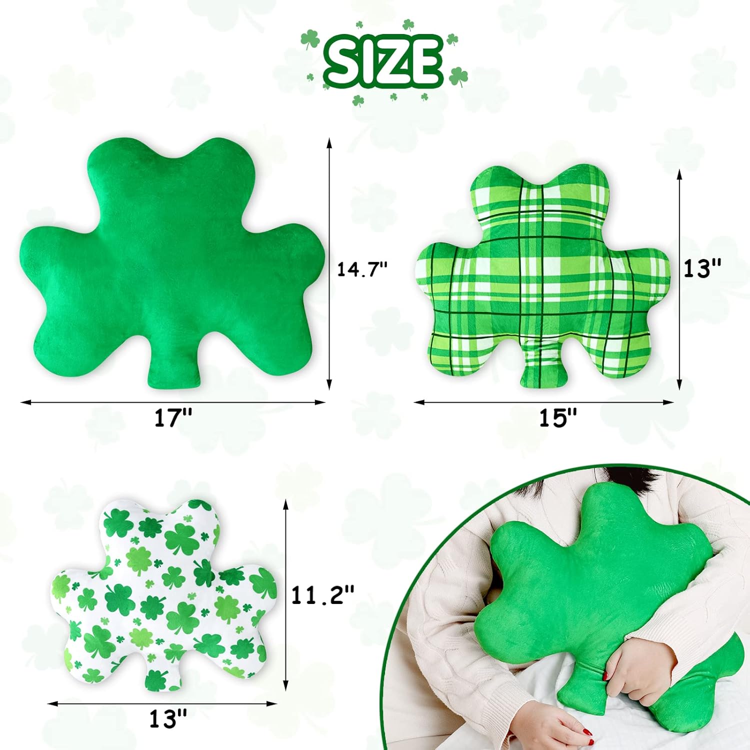 St. Patrick's Day Throw Pillows Shamrock Shaped Pillow Clover Cushion Sofa Couch Green Plush Decorative Pillow Modern Farmhouse Home Decor Celtic Irish Pillow