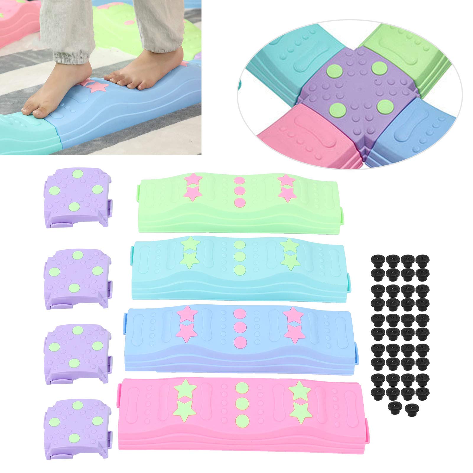 Changor Juego de Piedras de Equilibrio para Niños con Almohadillas Antideslizantes para Entrenamiento de Equilibrio, Actividades Divertidas de Juego, Diseño de Plástico, 8 Piezas