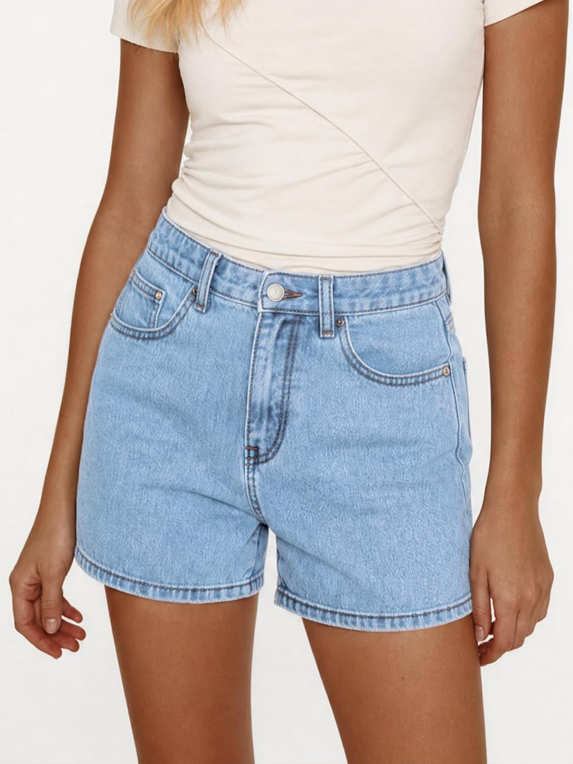 EMMIOL Jean Shorts Womens High Waisted Summer Curvy Jorts Stretchy Basic Solid Y2K Denim Hot Short 2026 Casual Vantage Botton