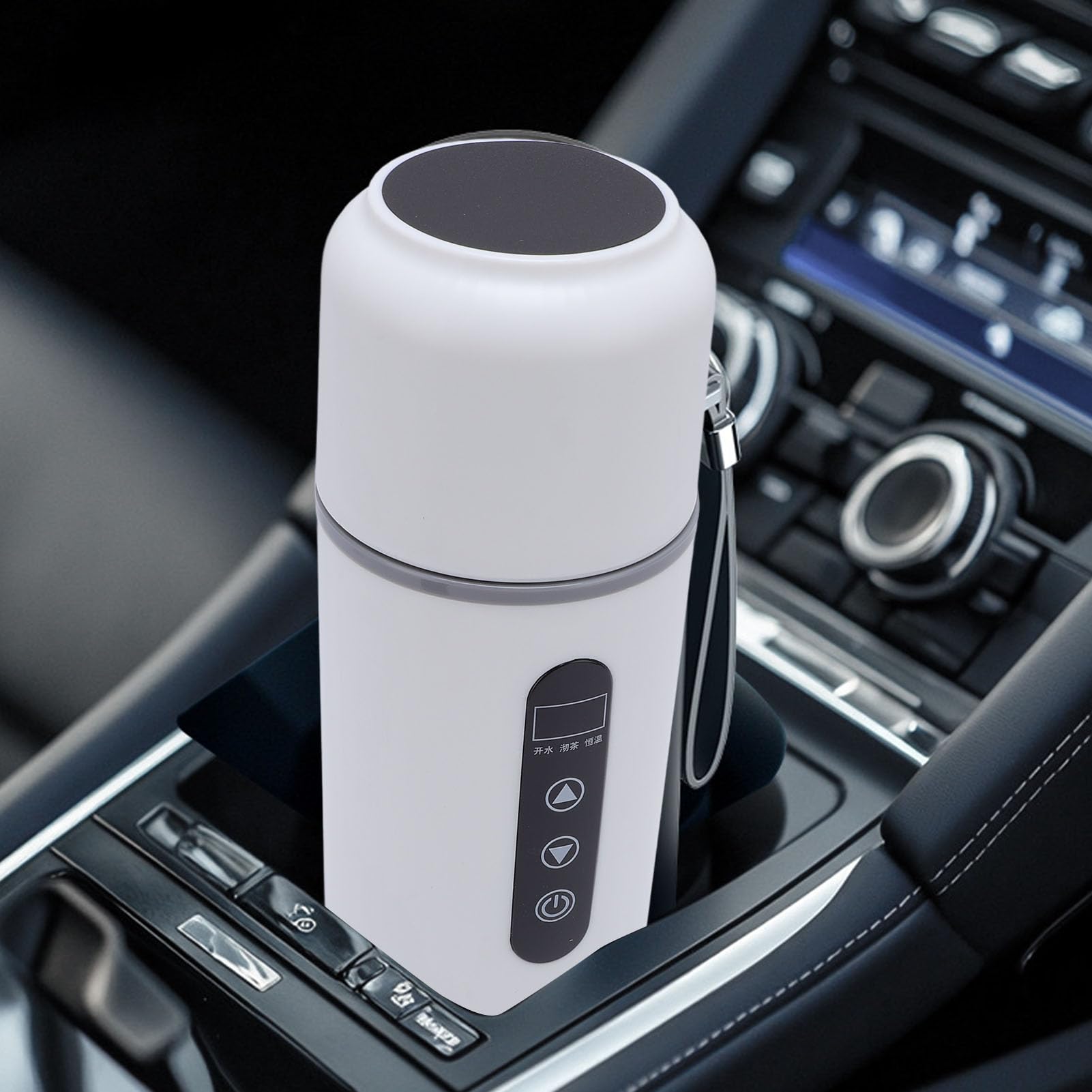 OMABETA 1PCS 500 Ml de Chauffage de Voiture, Tasse de Chauffage de Voyage Portable Kettle 12V 24V, Tasse de Chauffage en Acier Inoxydable pour Camion de Voiture (Blanc)