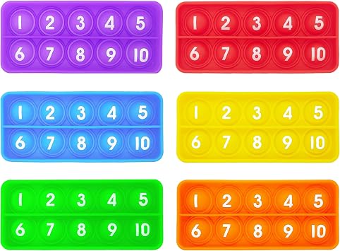 Ten Frame Pop Board, Fidgets for Classroom, Quiet Sensory Toys Bubble Poppers, Pop for Counting Math, Focus Tools for Kids, Montessori Educational Toy Gift for Kindergarten Set of 6