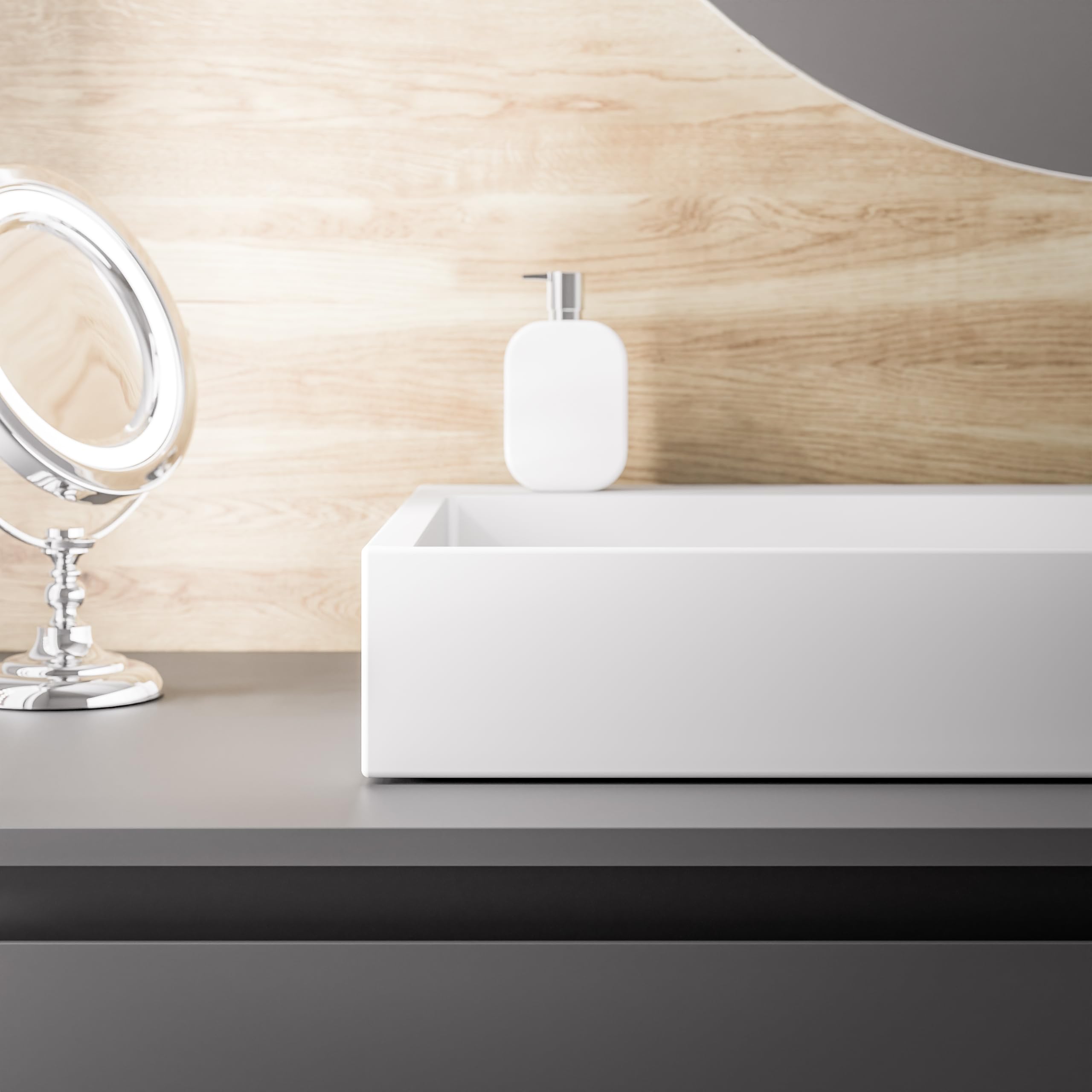 Lavabo sospeso o da appoggio in marmo artificiale BS6001 - bianco - 70cm / 100cm / 120cm, Larghezza:120cm - senza preforatura