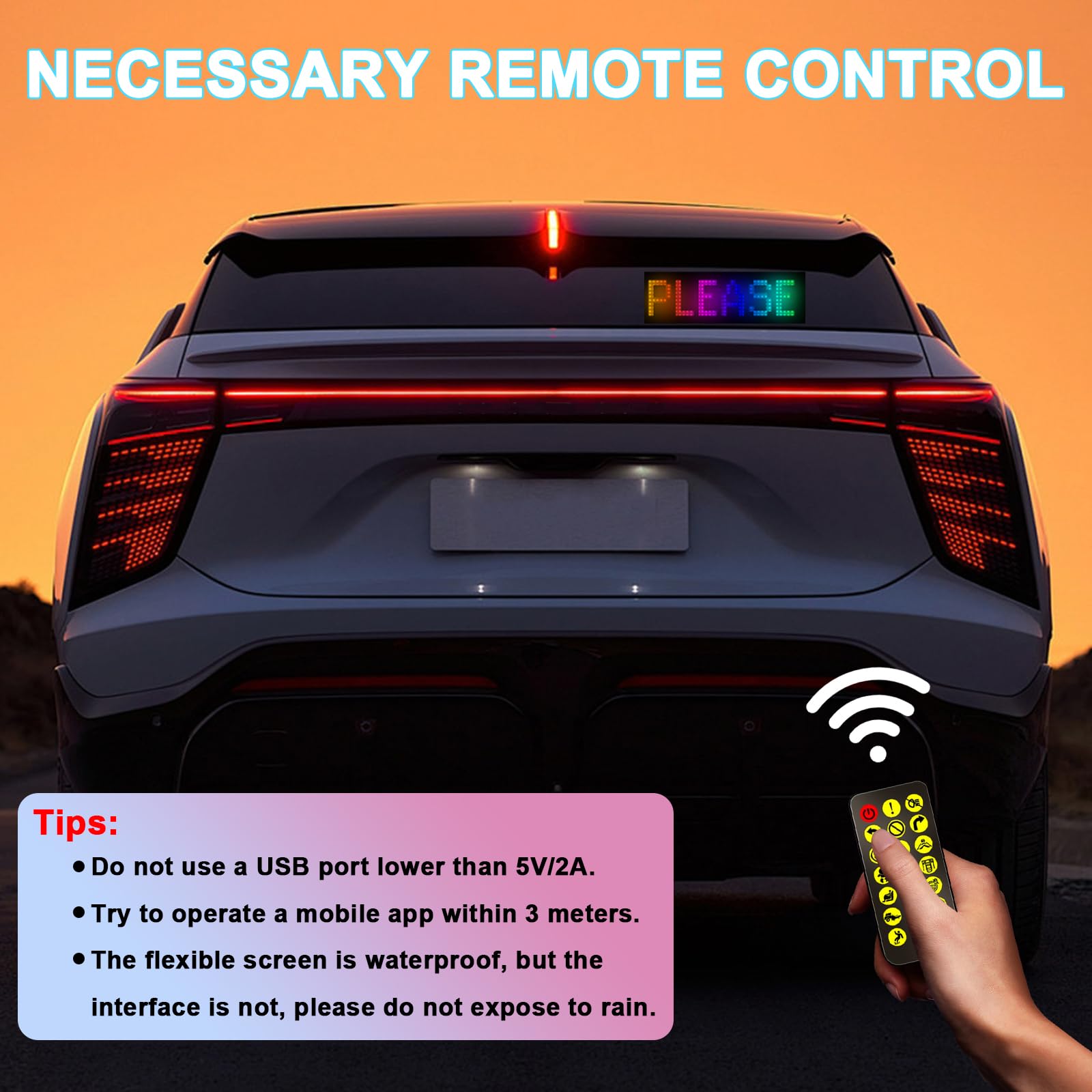 Car LED Sign, Bluetooth App/Remote Control Flexible Programmable Car LED Interior Lights - Image 2