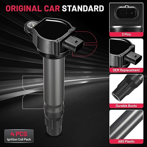 Miniatura 2 de BDFHYK Paquete de 4 bobinas de encendido UF557 compatibles con Chrysler 200 Sebring Dodge Avenger Caliber Journey Jeep Compass Patriot 1.8L 2.0L