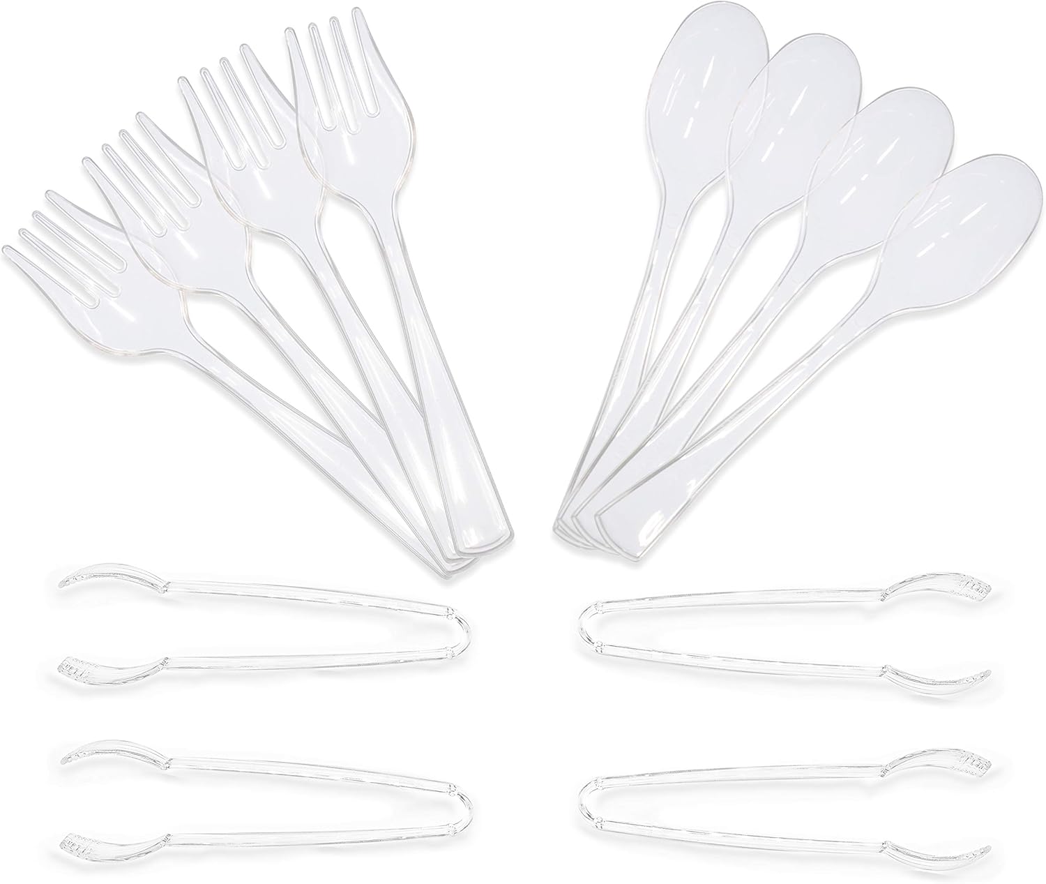 Set of 12 Clear Disposable Plastic Serving Utensils Four 10" Spoons