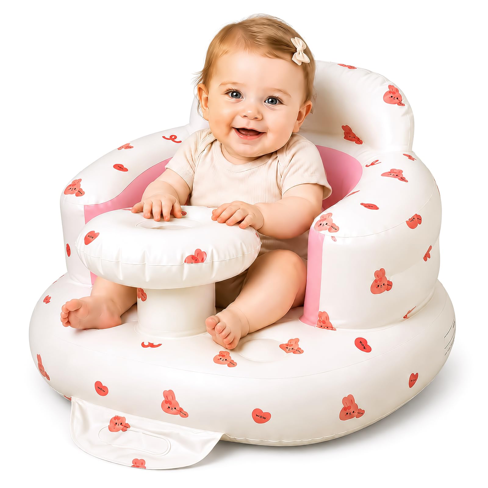 Inflatable Baby Seat with Tray, Blow Up Infrant Chair for 4-36 Months Baby