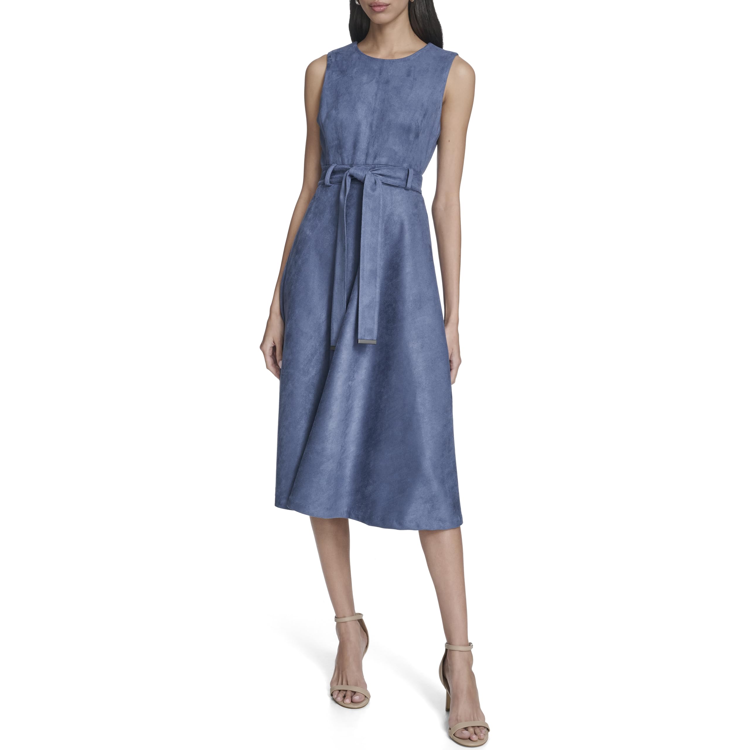 

                                                    Calvin Klein Women's Sleeveless A-line Belted Midi