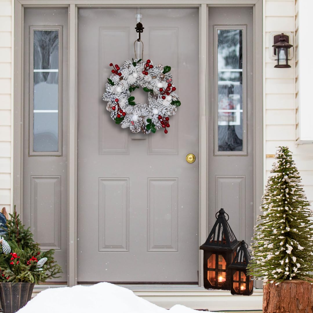 Couronne de Noël festive pour porte d'entrée avec ficelle de suspension – Décorations de Noël parfaites pour l'extérieur à ajouter à vos décorations de Noël dans notre liquidation de décorations de
