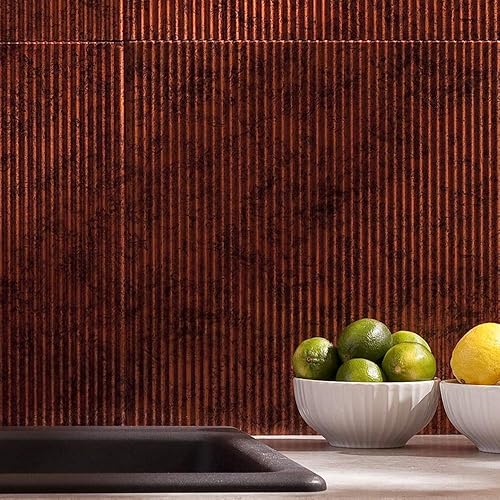 Miniatura 19 de FASÄDE Panel decorativo para salpicaduras de vinilo acanalado en bronce bermudas (muestra de 6 x 6 pulgadas) Bronce (Bermuda Bronze),Bronce
