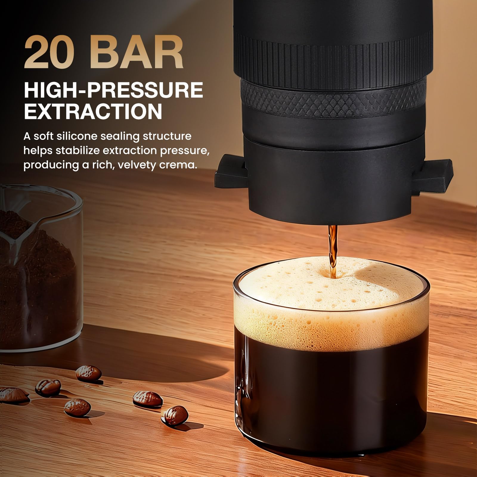 LAMA Macchina da caffè espresso elettrica, portatile, mini macchina da caffè a capsule, compatibile con capsule di caffè e caffè in polvere, riscaldamento immediato, ideale per campeggio e viaggi in