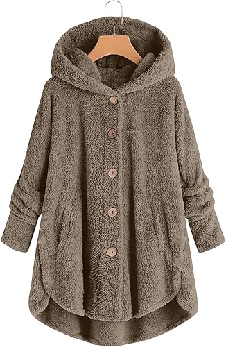 Miniatura 6 de SNKSDGM Women's Fashion Fuzzy Fleece Jacket Fluffy Hooded Baggy Faux Sherpa Open Front Teddy Coat Outerwear with Pocket