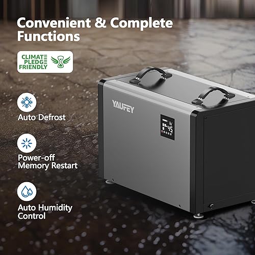 Miniatura 6 de Yaufey Deshumidificador comercial de 216 pintas con bomba y manguera de drenaje para espacio de rastreo, sótanos, espacio industrial, gran espacio