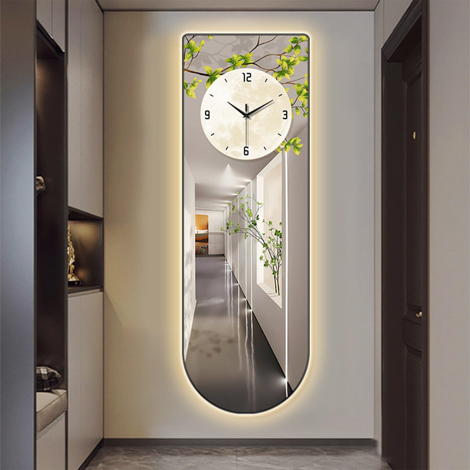 Décoration murale à LED, impression abstraite moderne, surface en cristal, horloge fonctionnelle pour salon, chambre à coucher, entrée