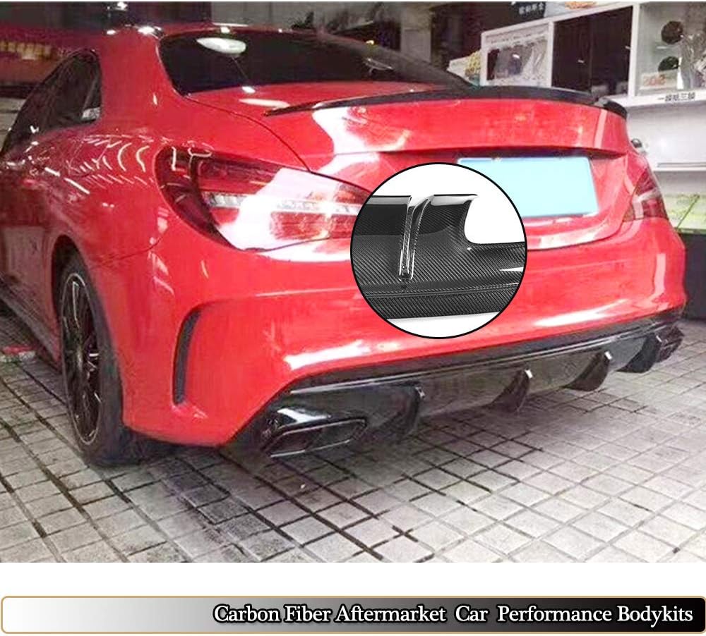 Carbon Fiber Rear Diffuser fits for Mercedes Benz CLA Class W117 C117 CLA200 CLA250 Sport CLA45 AMG Sedan 2016-2018 Lower Bumper Lip Spoiler Body Kit (Rear Bumper Diffuser)