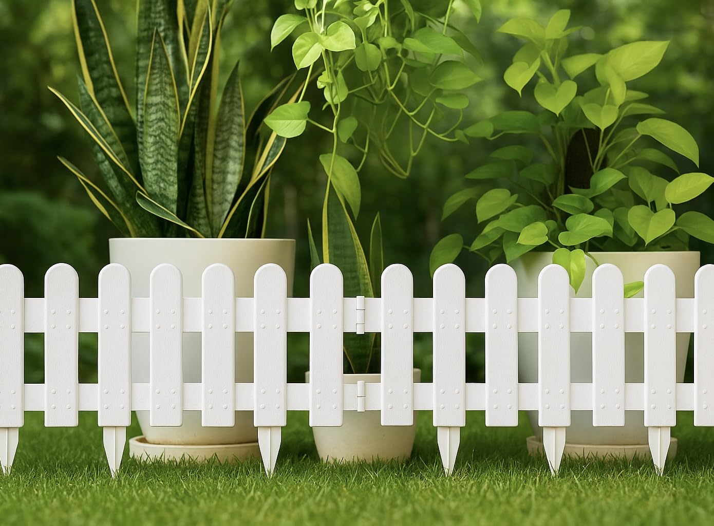 Hopenursery® 5 pcs(7ft Length) Garden Picket Fence 8inch Tall+4inch sipkes|White Durable Virgin Plastic Partition Fence for Home and Garden Decor|Indoor and Outdoor Boundry Use Set of 5 pcs - Image 5 thumbnail