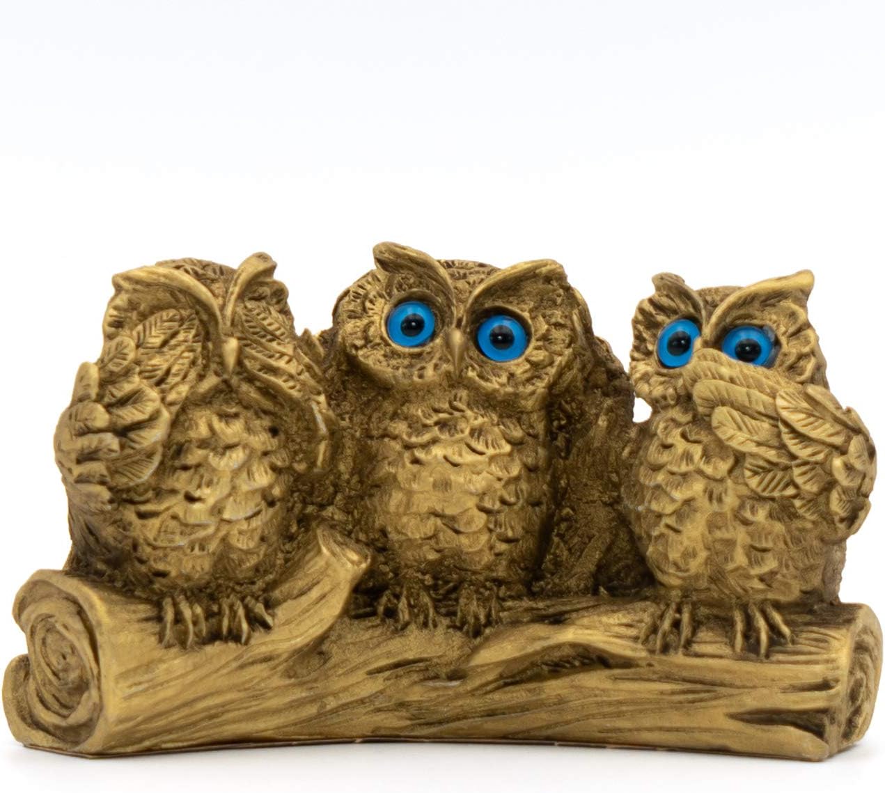 HelceeHandmade Bronze Plated Three Wise Owls Statue 4 in