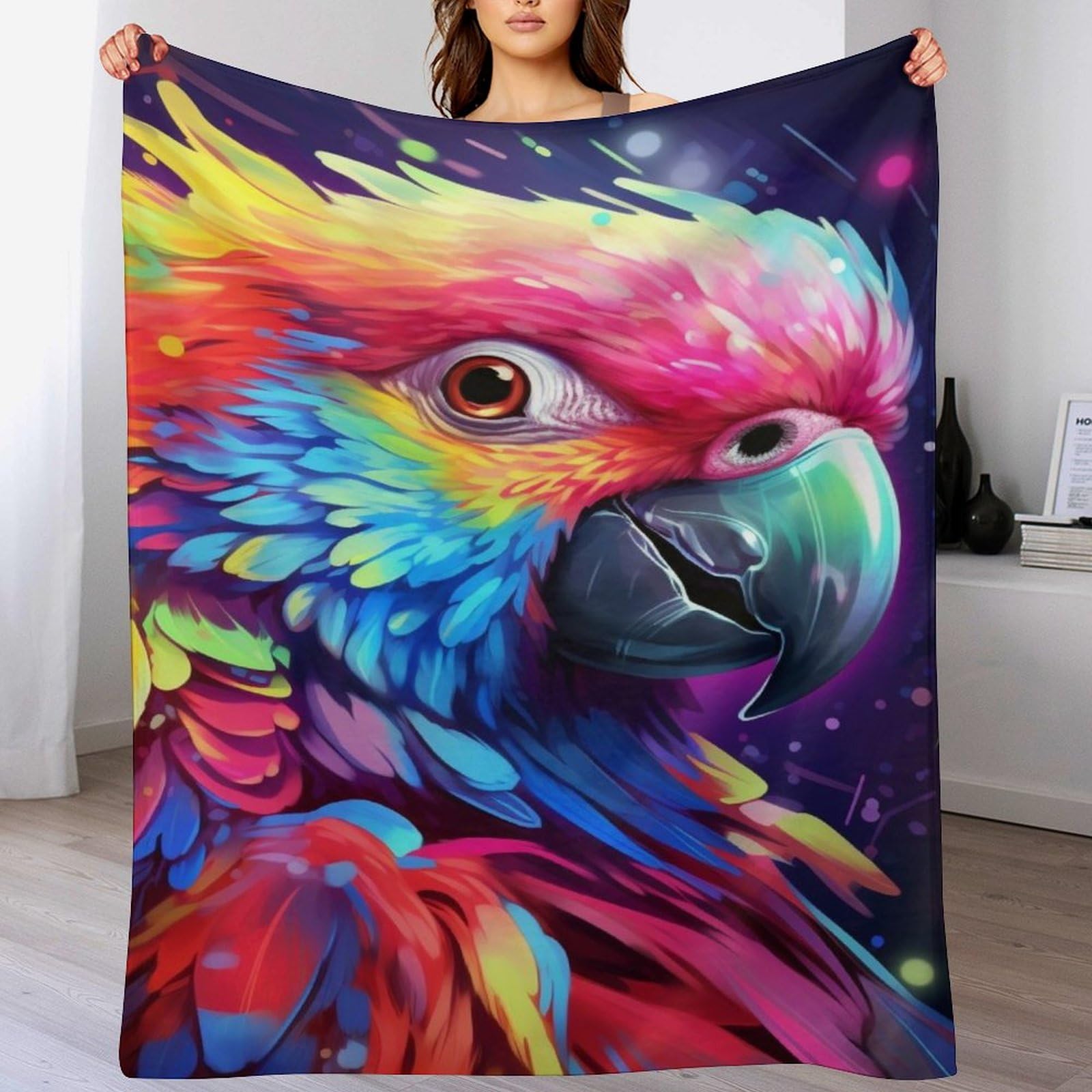 Tapis douillet couverture polaire flannel perroquet pour se protéger du froid sur le canapé