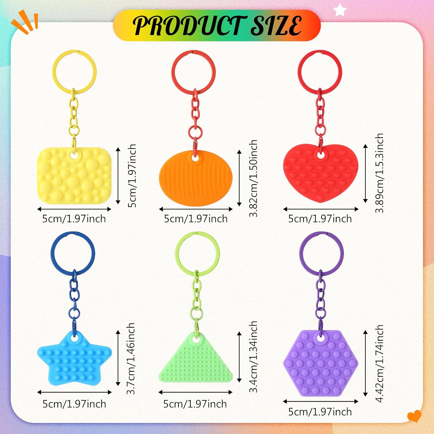Landical 6 Pcs Christmas Sensory Fidget Keychain Toys for Kids Adults Gifts, Textured Stress Ball Keychain for Calming Anxiety Relief Items, Sensory Fidget for Back to School Classroom Prize Gifts Toy
