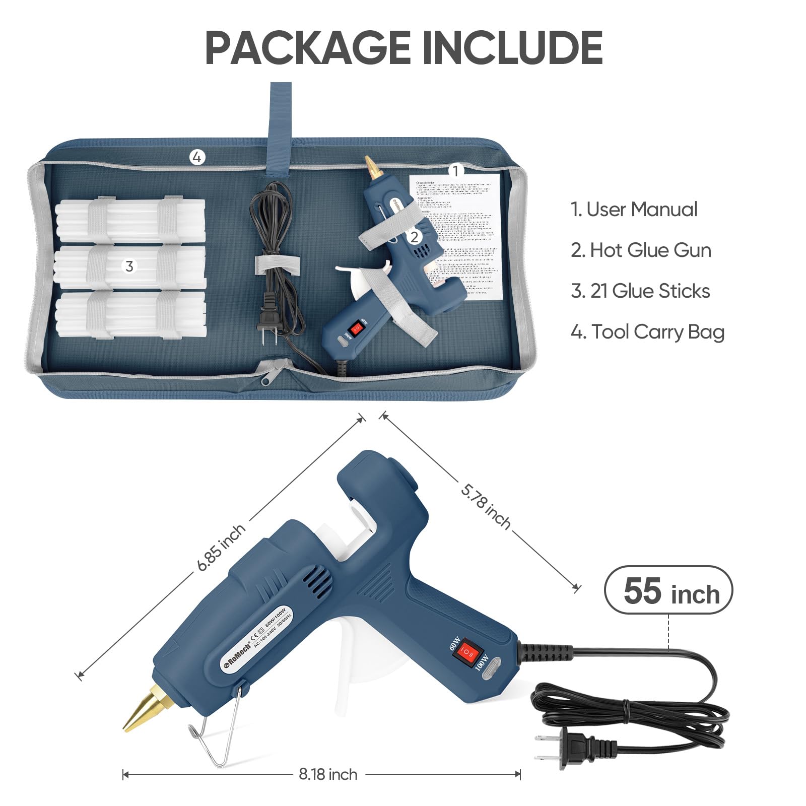 ROMECH Dual Temp Hot Glue Gun - 60/100W -5