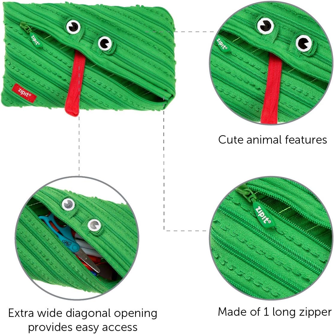 ZIPIT Animals Big Pencil Case, Frog