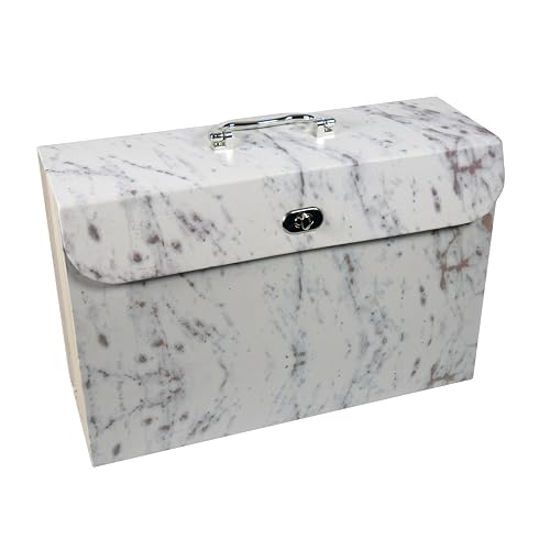 Cathedral Products Luxurious Marble Design 19-Pocket Expanding Box File with Silver-Coloured Accents | Stylish Document Organiser | A4 Size - Marble - A4