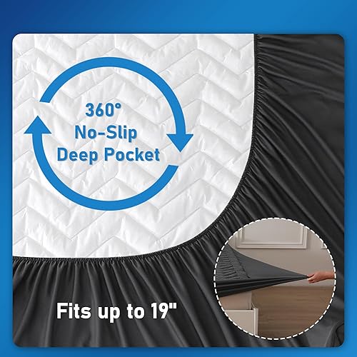 Miniatura 5 de UNILIBRA Protector de colchón de tamaño individual acolchado impermeable, protector de colchón ajustable con relleno transpirable ultra suave, funda