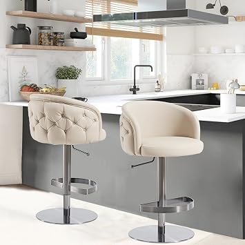 Bar Stools Adjustable Swivel Leather Bar Stools for Kitchen ,barstools with Backs,Counter Height bar stools (Black Coating)