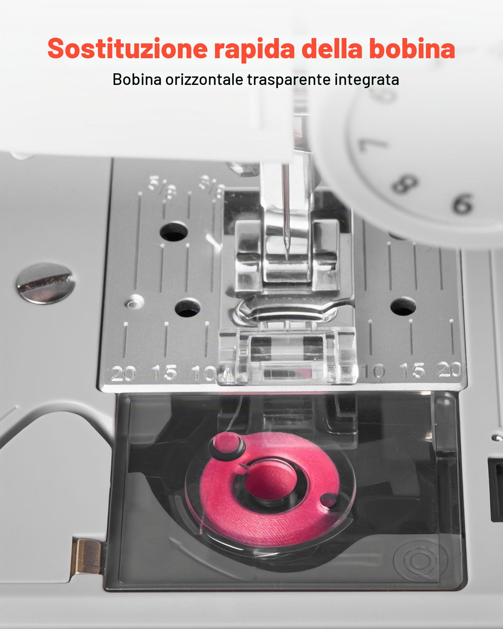 VEVOR Macchina da Cucire Computerizzata con 200 Applicazioni di Punti, Schermo LED, Pedale Luce, Macchina da Cucire Digitale con Motore Potente per Lavori Artigianali, Bianco