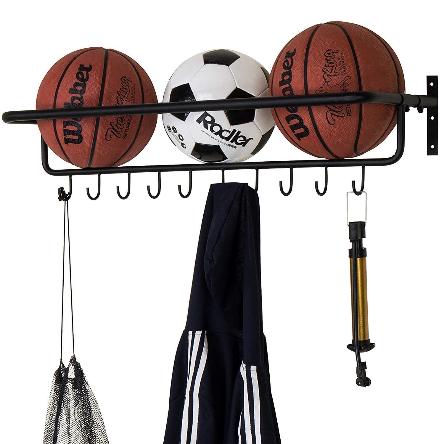 50712 (Ten) 10-Hook Wall-Mounted Metal Sports Equipment Storage Rack-picture-27