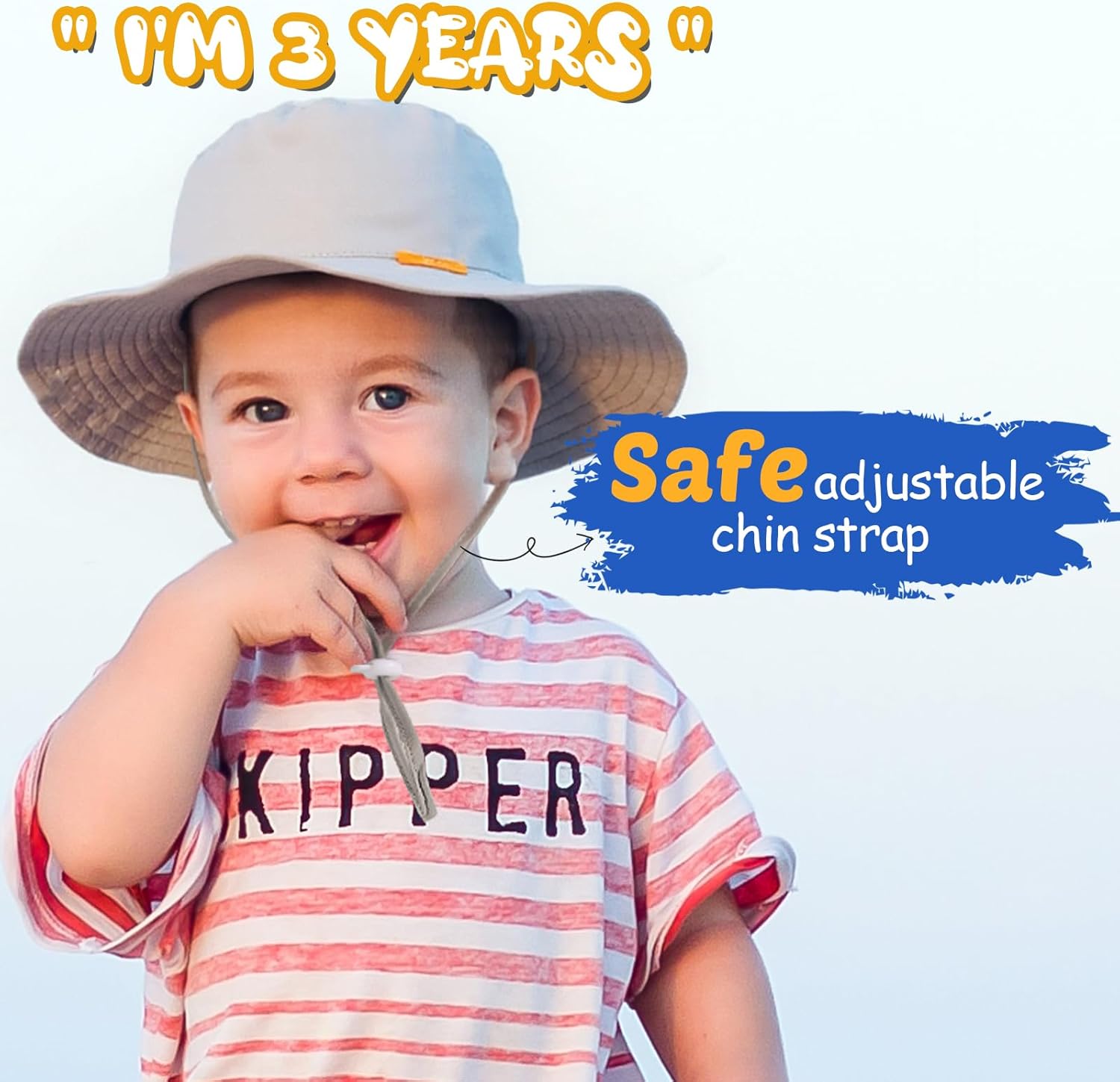 Baby Sun Hat Kids Summer UPF 50+ Toddler Bucket Hat Wide Brim Adjustable Beach Hats for Boys Girls Age 0-6 Years - Image 5