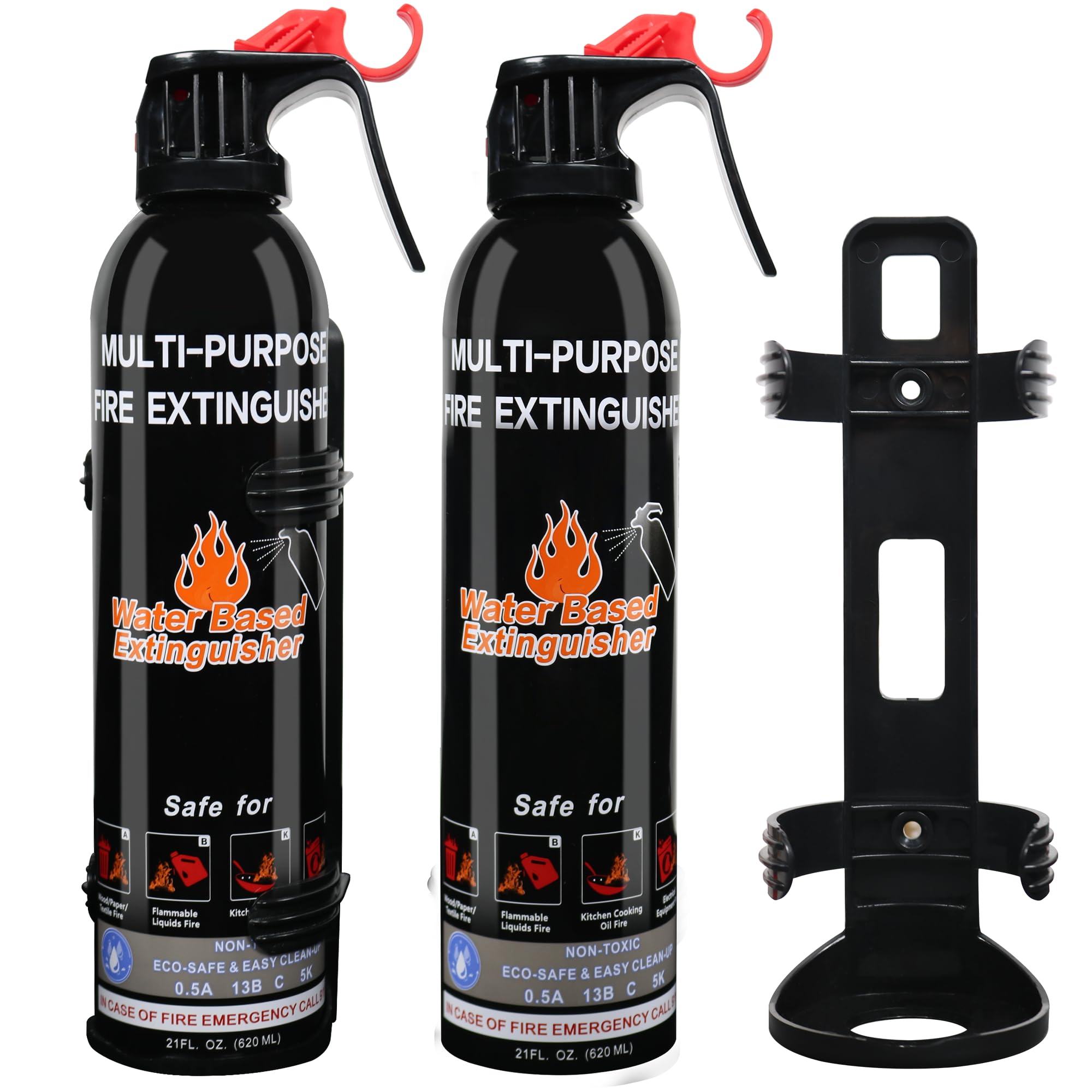 Fire Extinguisher for Home, 2 Pack Vehicle Fire Extinguishers with Mount, Portable Fire Extinguisher Effective on A, B, C, K Fires, Water-Based Extinguisher for Car Boat Office Truck Kitchen Garage RV