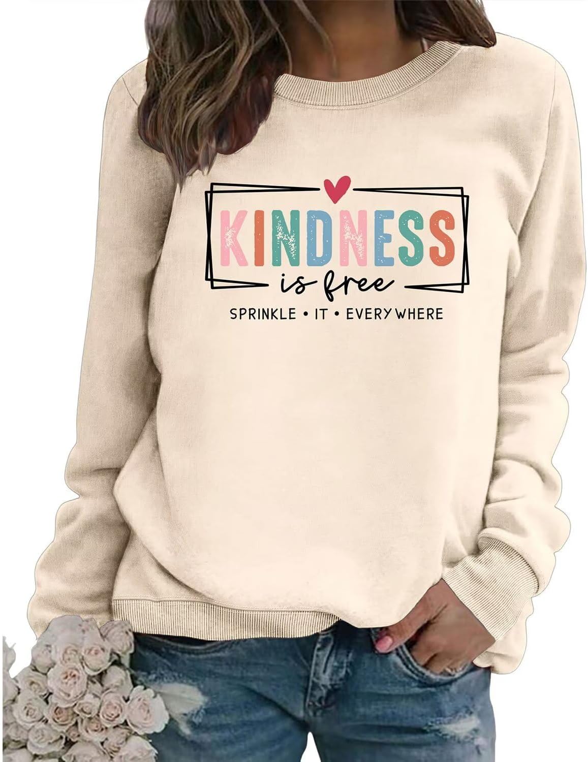Kindness is Free Sweatshirt Women Be Kind Crewneck Teacher Sweat Shirts Vintage Graphic Mental Health Pullovers Top