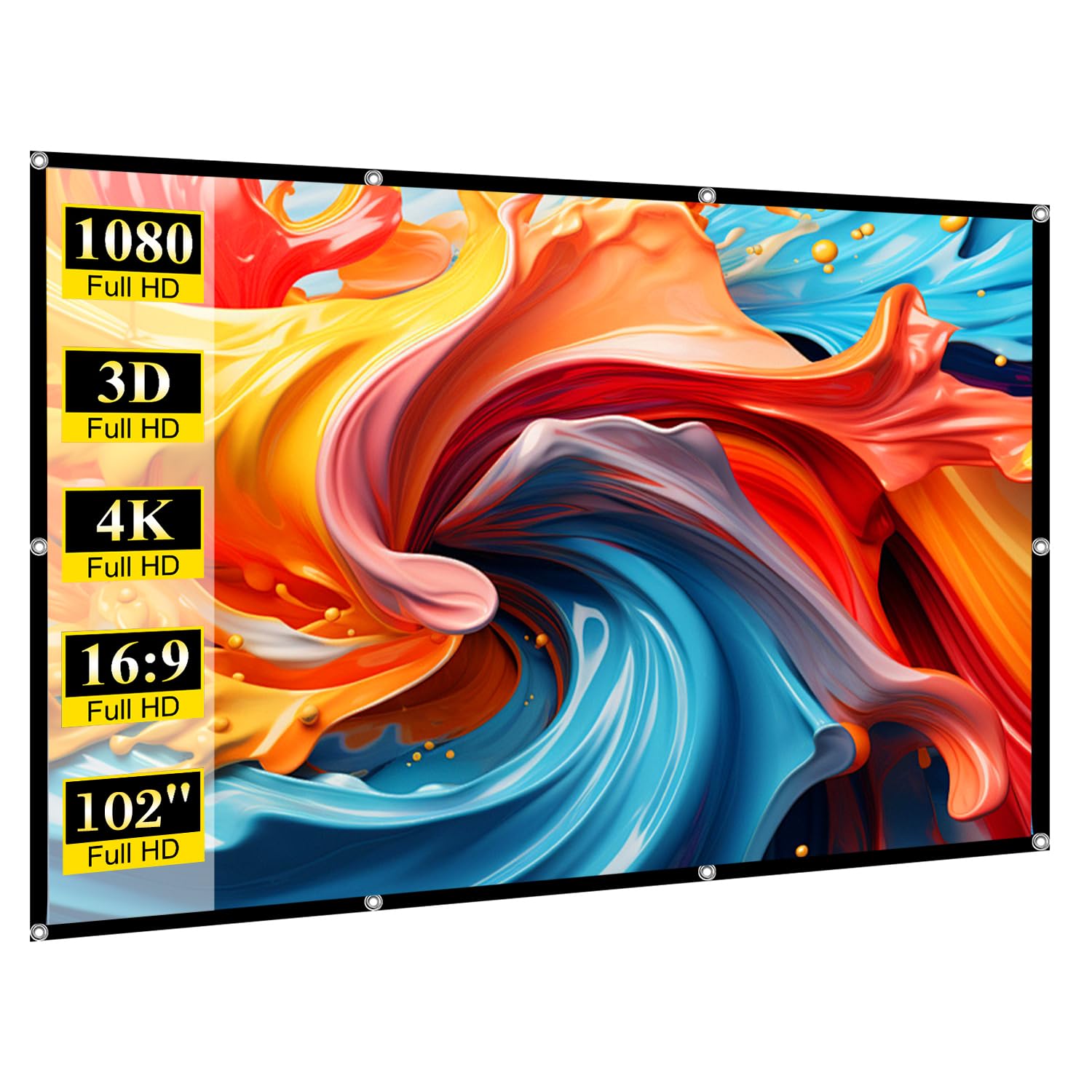Portable Projector Screen 102B: Outdoor Movie Projection Screen 4K HD Foldable Anti-Crease Indoor Hanging Wall for Your Home Theater System