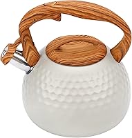 Vista 17 de Tetera FOEDO para estufa, hervidor silbante fuerte para hervir agua, café o leche, hervidor de acero inoxidable pesado de 3.2 cuartos con mango