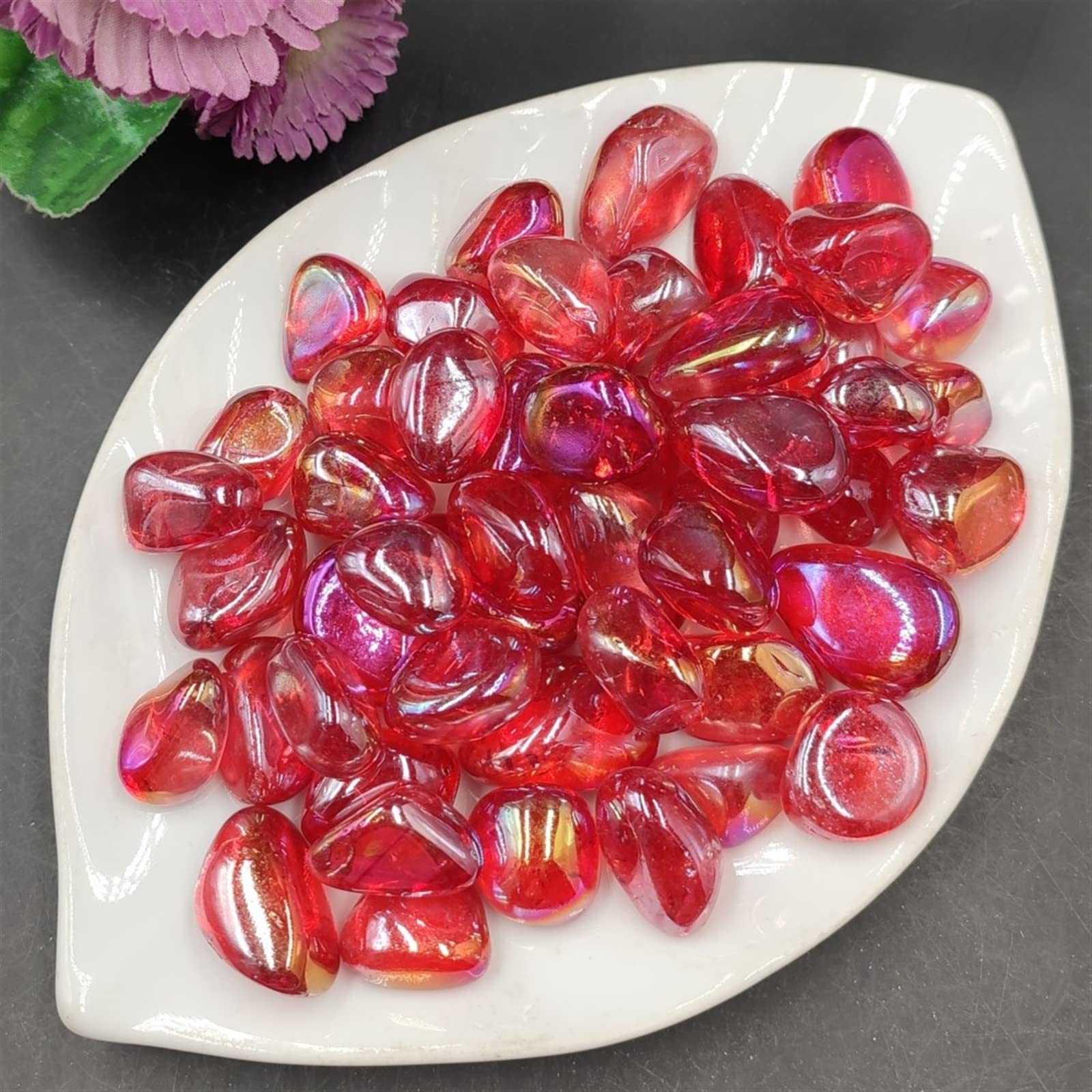 100 g luzem czerwone galwanizowane naturalne przezroczyste kryształy kamienie minerały dekoracja domu prezent 20-30 mm (kolor: zielony przezroczysty w kształcie słoika, rozmiar: 100 g luzem)