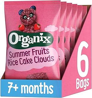 Organix Summer Fruits Rice Cake Clouds, Baby Rice Cakes Snack, Finger Food, 7...