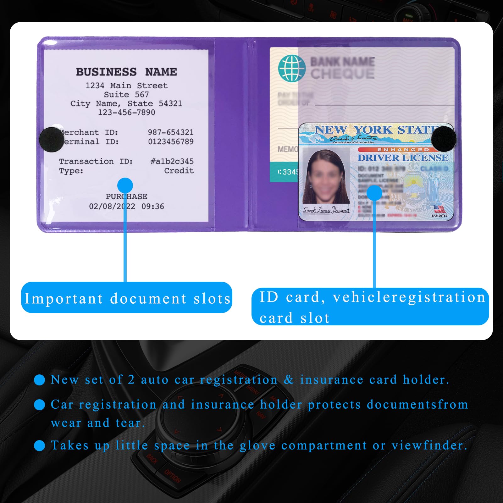 Foryou Car Registration And Insurance Holder With Magnetic Closure
