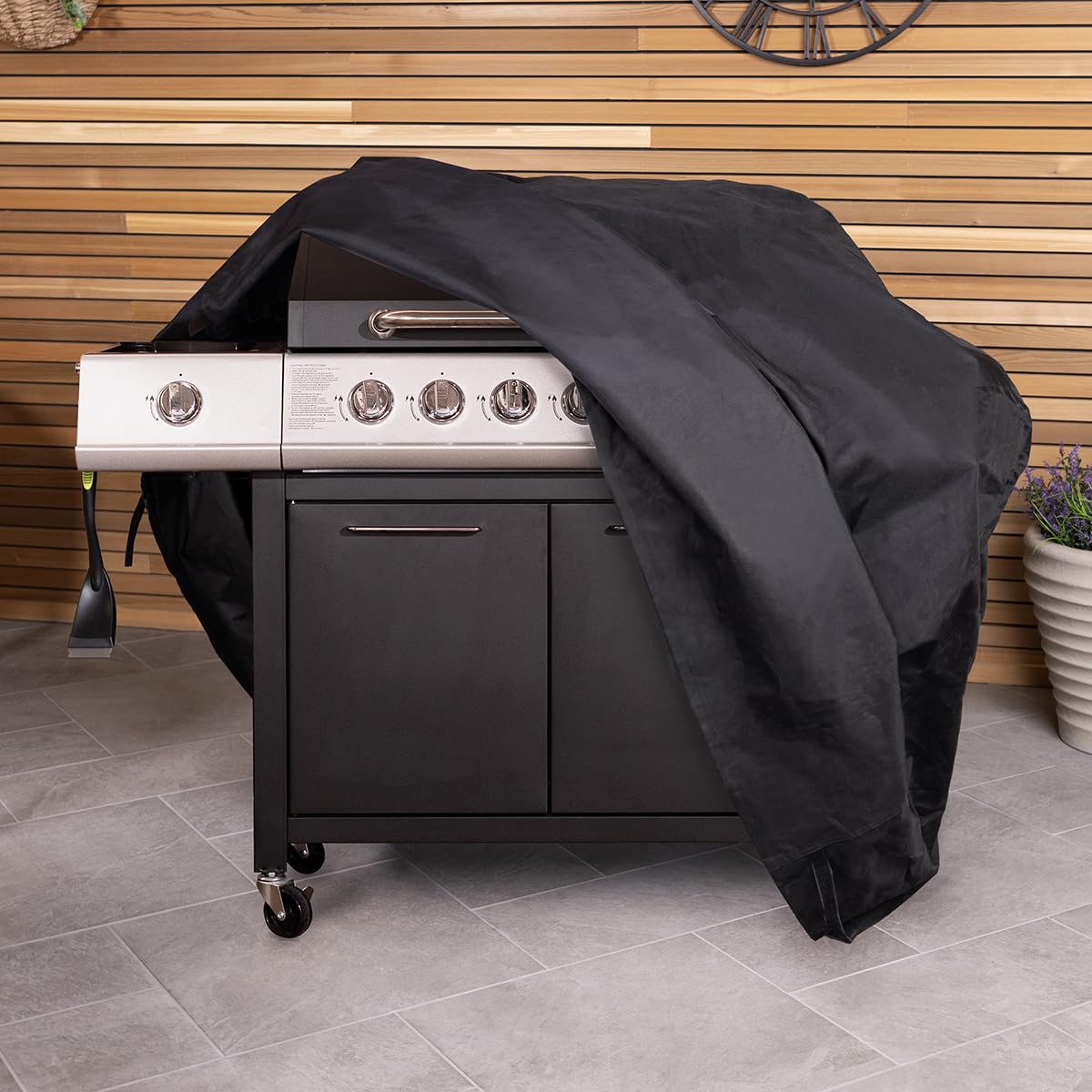 Charles Bentley Extra Large 6-7 Burner Gas BBQ Cover - Black - Polyester - Waterproof