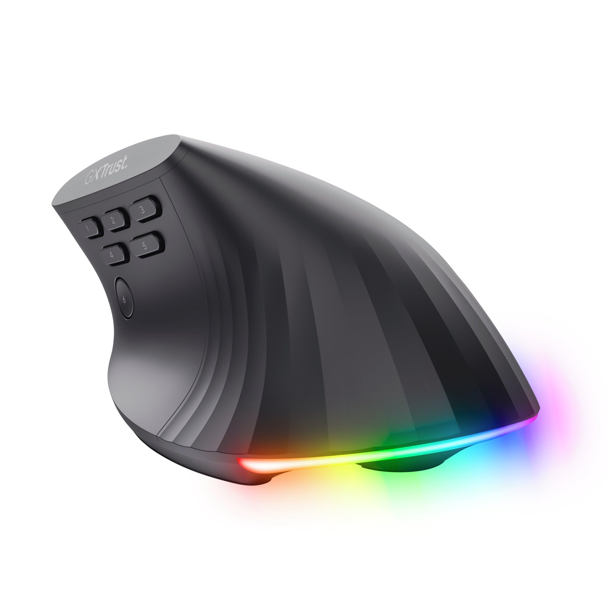 GXTrust 145 Rexxa Mouse Verticale Ergonomico con Illuminazione RGB 12800 DPI, Mouse da Gaming con Filo USB, 10 Pulsanti Programmabli, Software Avanzato, per PC, Laptop, Mac, Windows - Nero