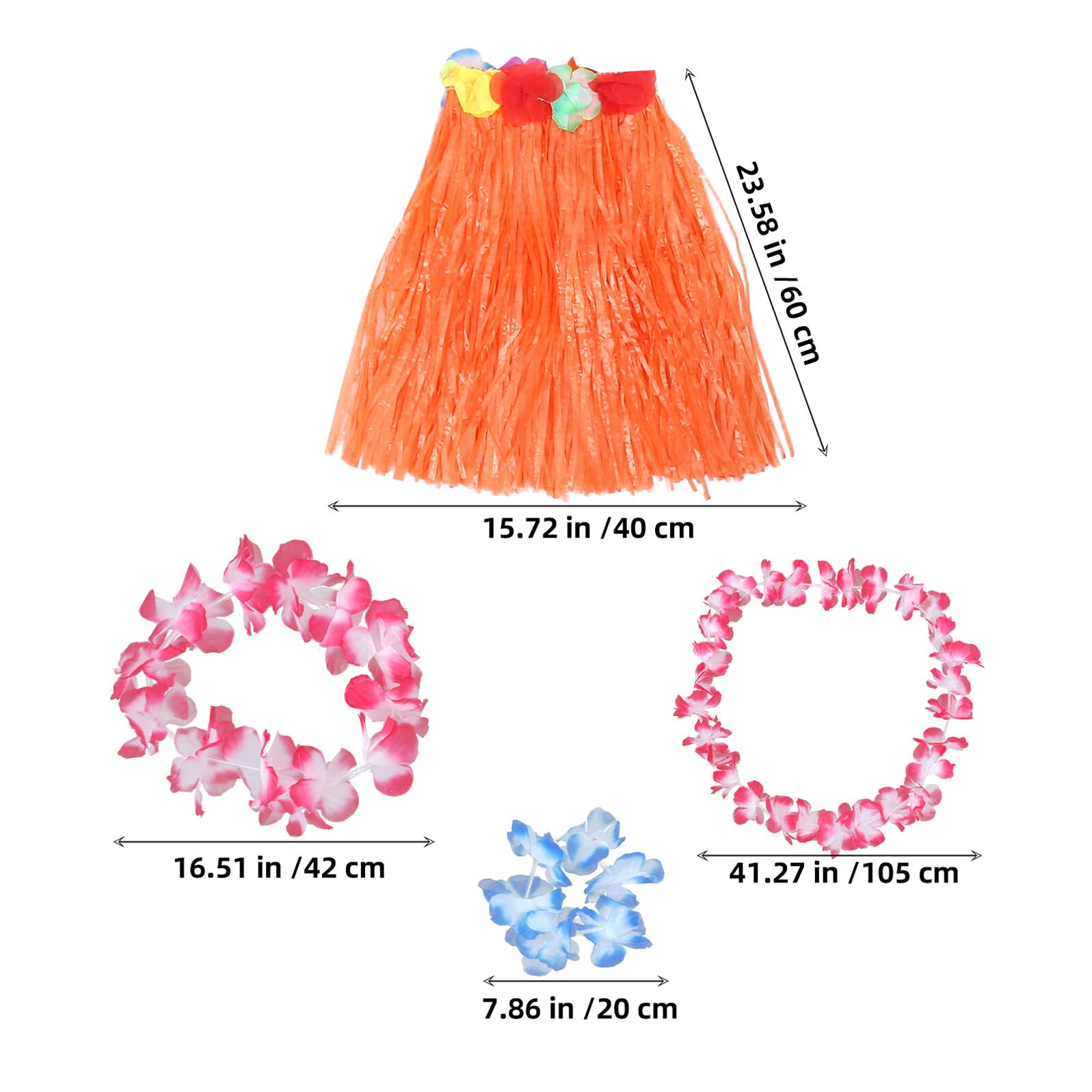 SHINEOFI Set 6 Gonne Hula Hawaiane in Paglia 40 Cm 6 Ghirlande Floreali Tropicali per Feste in Spiaggia e Decorazioni Hawaiane, Forniture per Eventi Estivi e Feste a Tema Luau