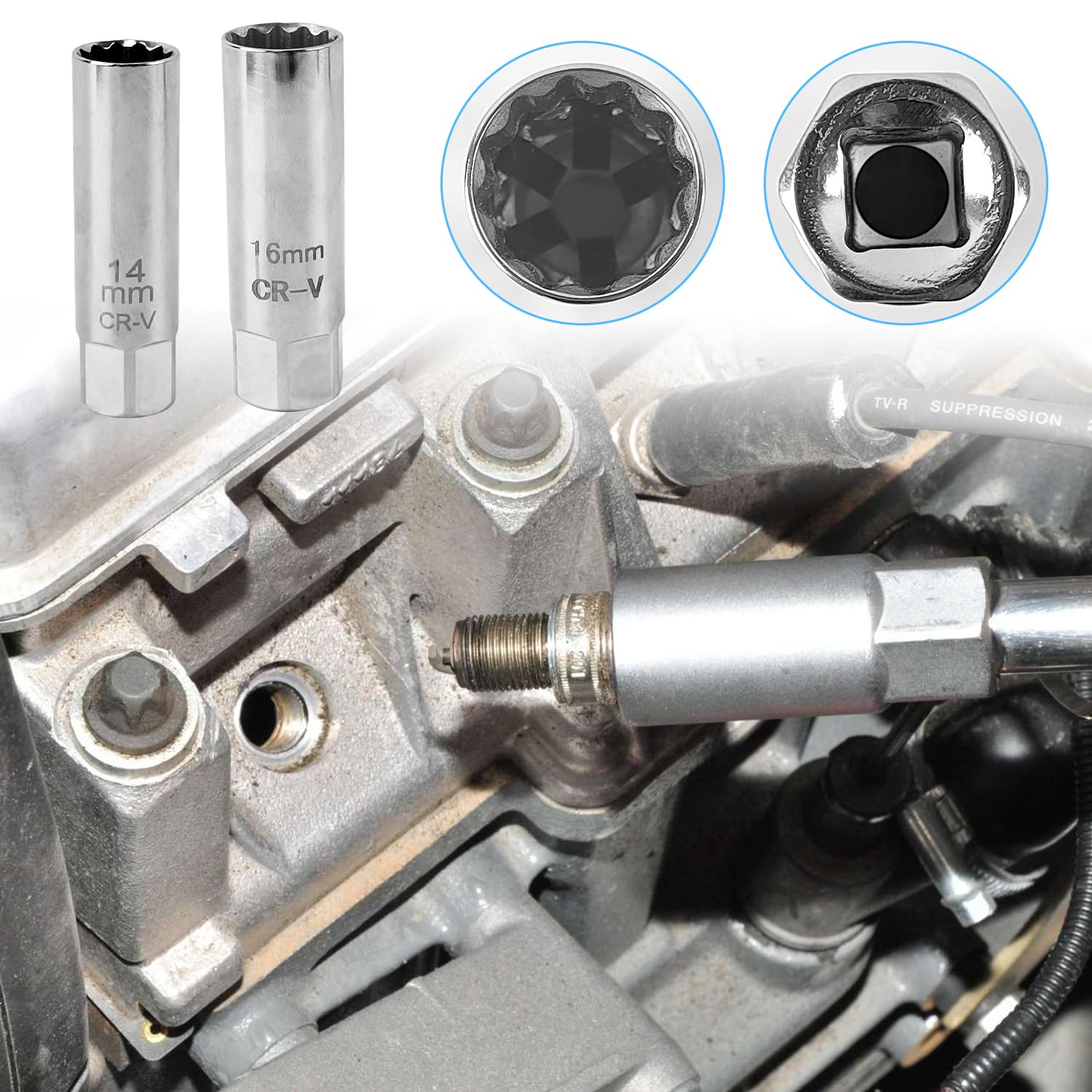 Jeu De 4 Clés à Bougie Drado - 16mm, 18mm, 21mm - Poignée En T Pour Voiture Et Moto