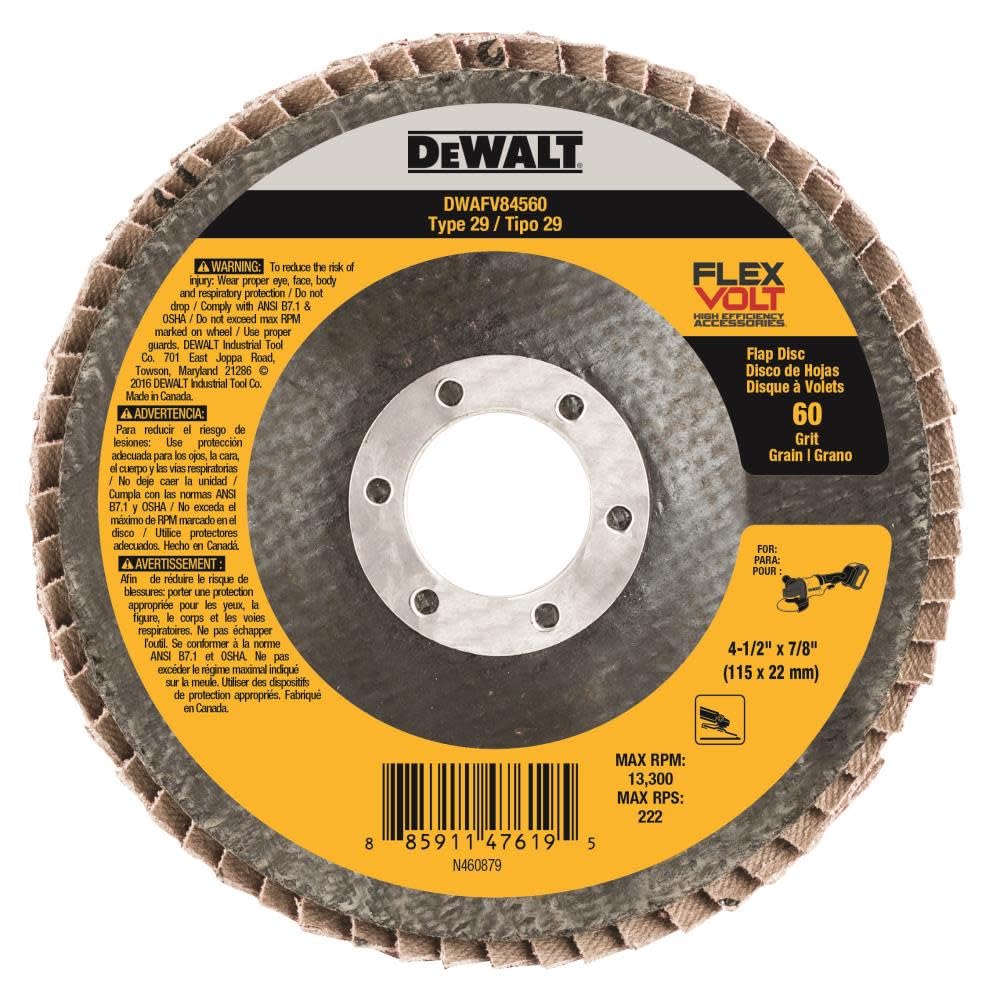 DEWALT DWAFV84560 FLEXVOLT T29 60G Flap Disc, 4-1/2