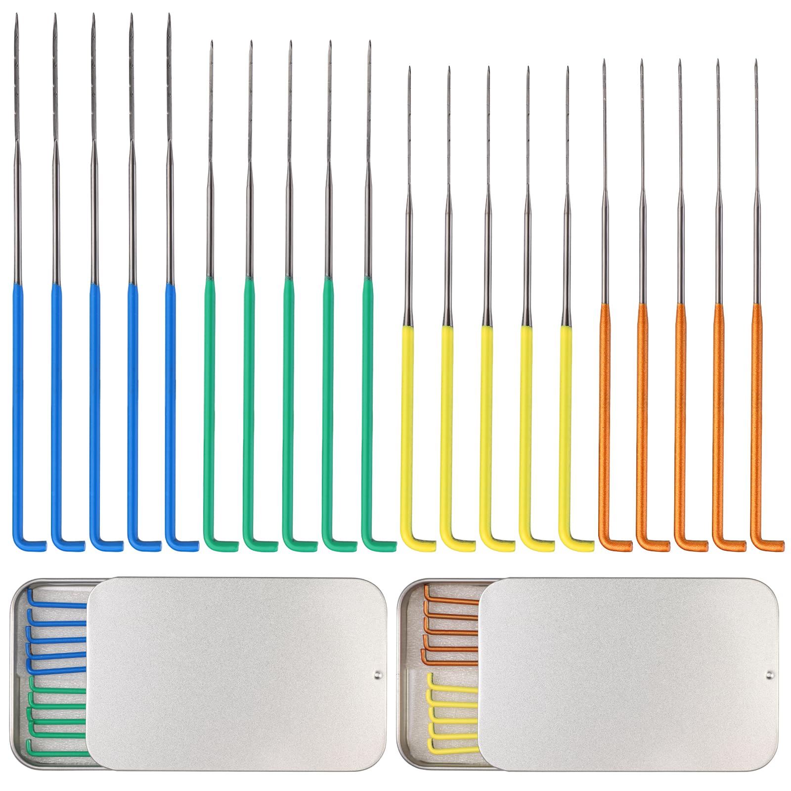 20PCS Felt Needles, Needle Felting Needles Tool Colourful Wool Felt Needle Kit with 2 Types Needles Star Point Felting Needles and Triangular Needles 36 Gauge 38 Gauge 40 Gauge, Wool Felting Supplies