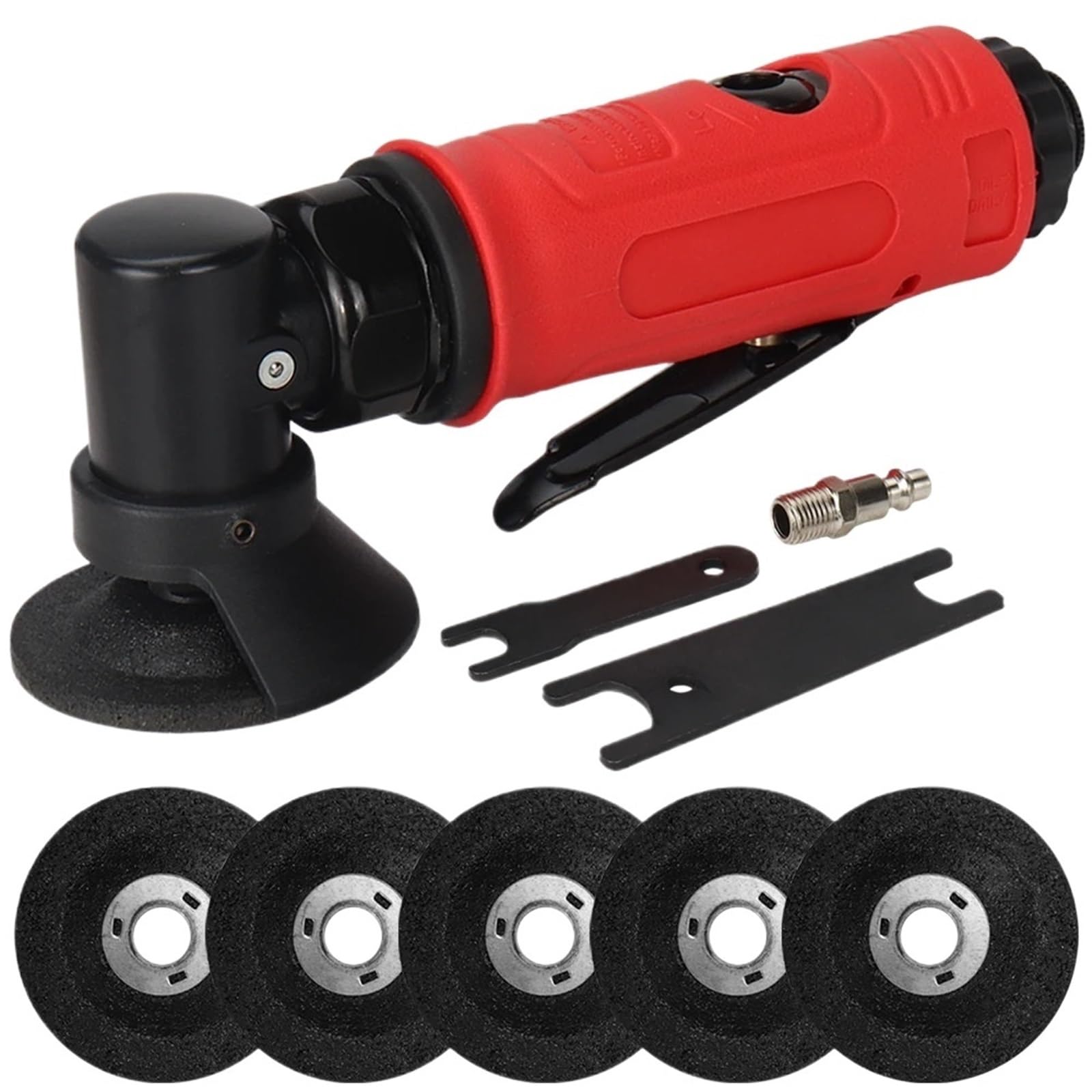 2'' Air Angle Die Grinder 90 Degree Pneumatic Grinding Polisher Mill Engraving Machine With Sanding Discs Tool Kit(Gray)