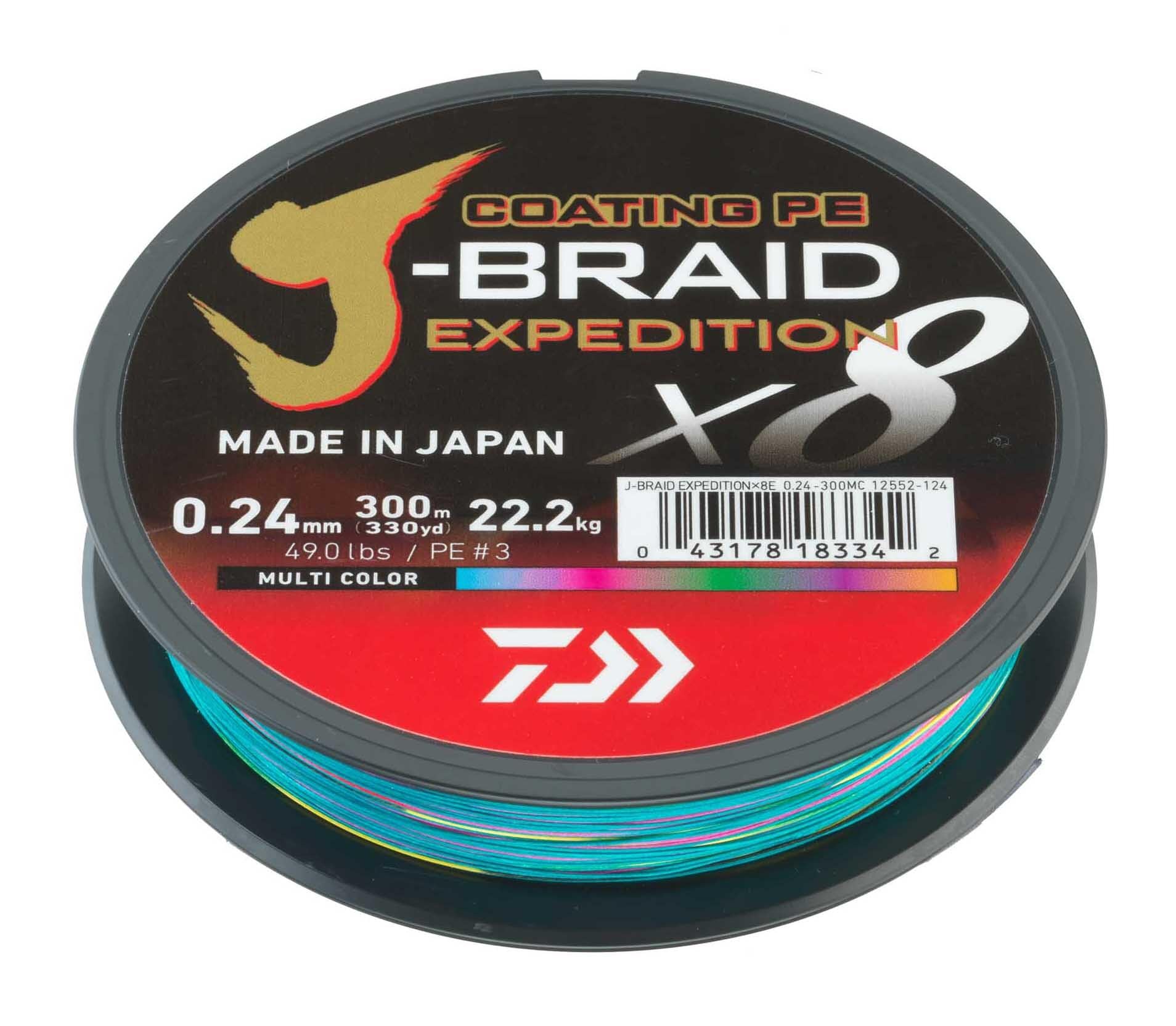 DAIWA J-Braid Expedition X8E, 300m, Multi-Color, Braided Fishing Line