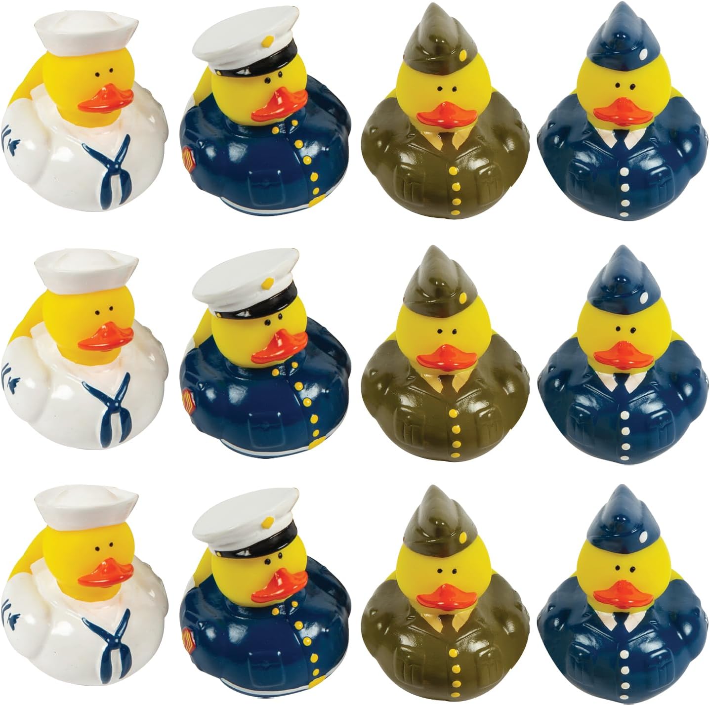Fun Express Military Rubber Ducks Bulk 12 Pack - Army Party Favors for Kids Birthday & Classroom Prizes | Patriotic Rubber Duckies Set | Small Toys for Treasure Box, Carnival Prizes & Pinata Stuffers