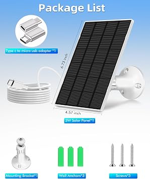 KEPEAK Solar Panel for Ring Camera Outdoor, Small Solar Panel Charger 5V with Type C or Mirco USB, Only for Cam Stick Up Cam Pro Battery, Spotlight Cam Plus, Spotlight Cam Pro